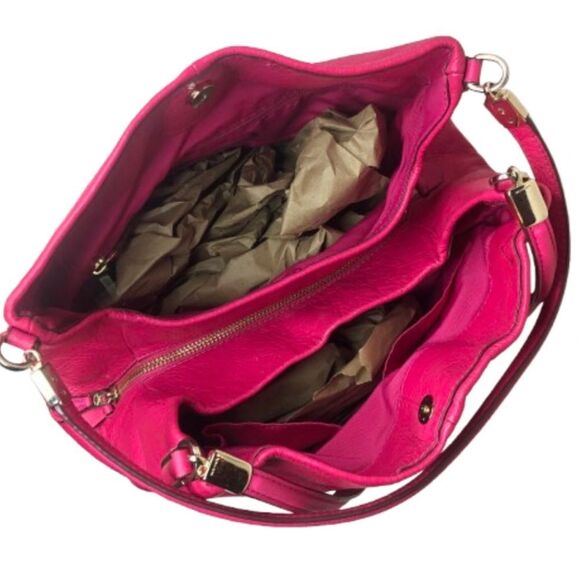 COACH Madison Phoebe Tumbled Hot Pink Leather 3 Section Shoulder Bag VINTAGE - Picture 16 of 17